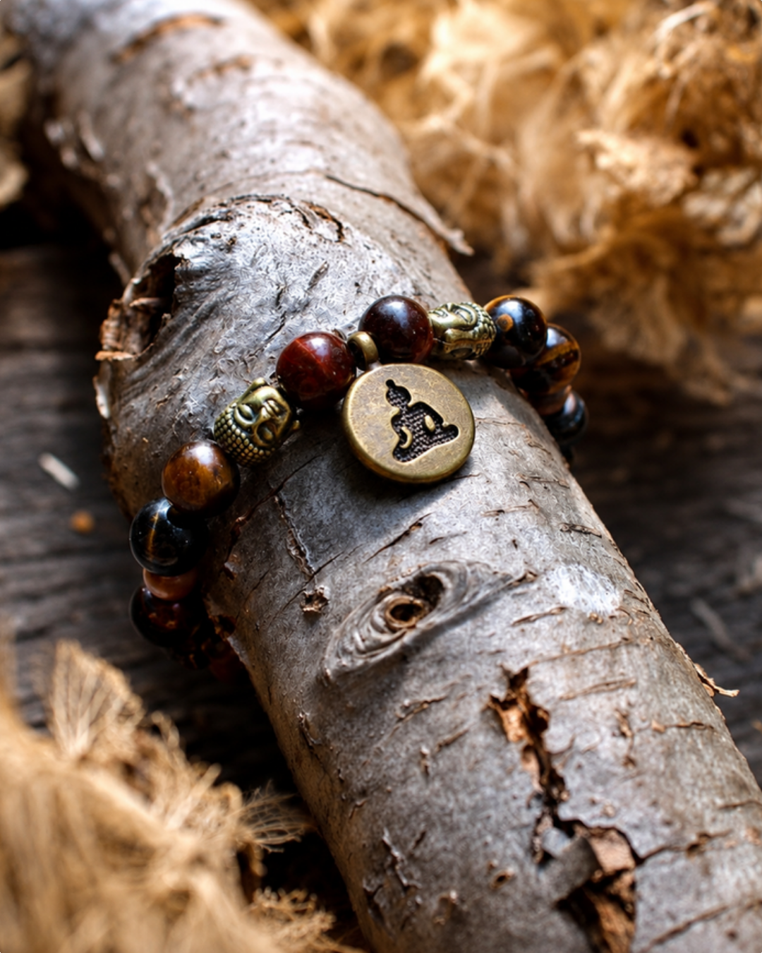 Bracelet brun sur bois