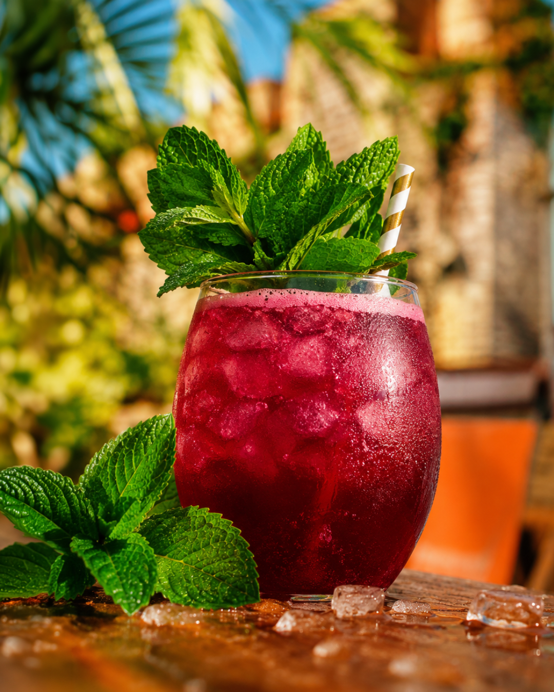 Cocktail rouge à la menthe